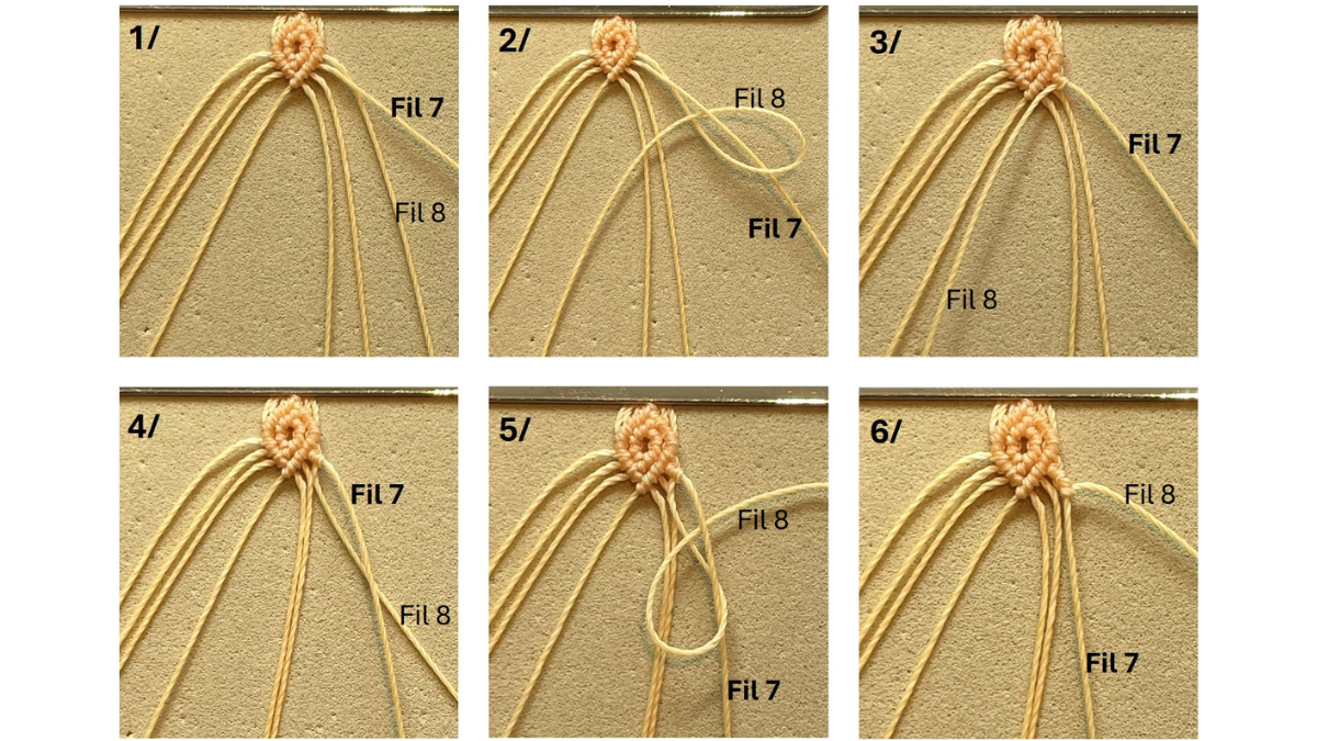 Bracelet en micro-macramé et breloques : Etape 12