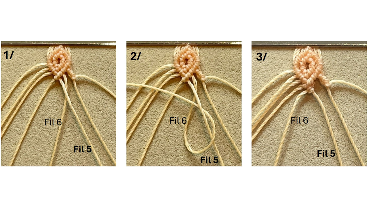Bracelet en micro-macramé et breloques : Etape 13
