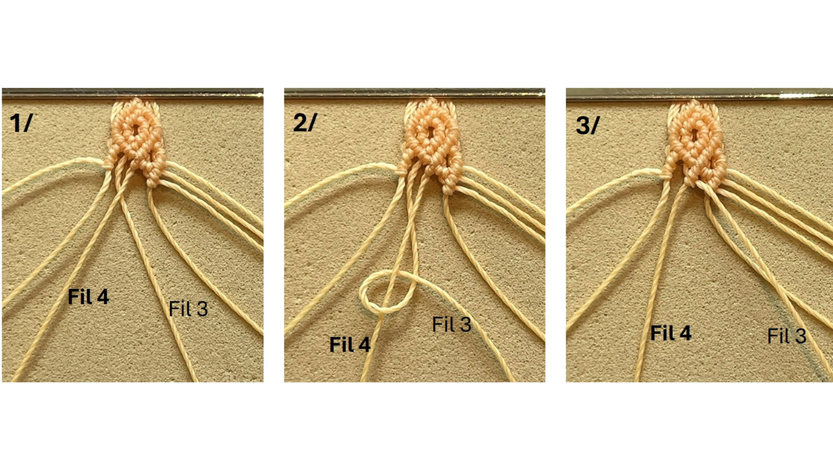 Bracelet en micro-macramé et breloques : Etape 16