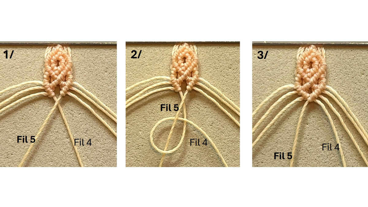 Bracelet en micro-macramé et breloques : Etape 18