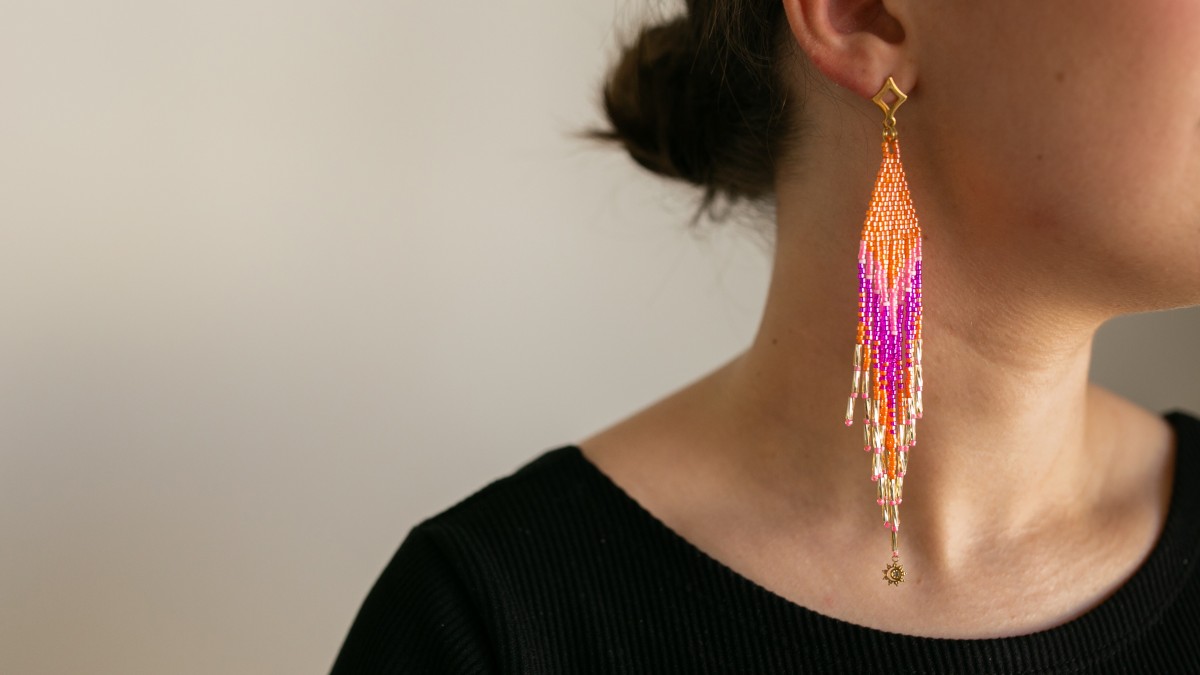 Boucles d'oreilles en double brick stitch