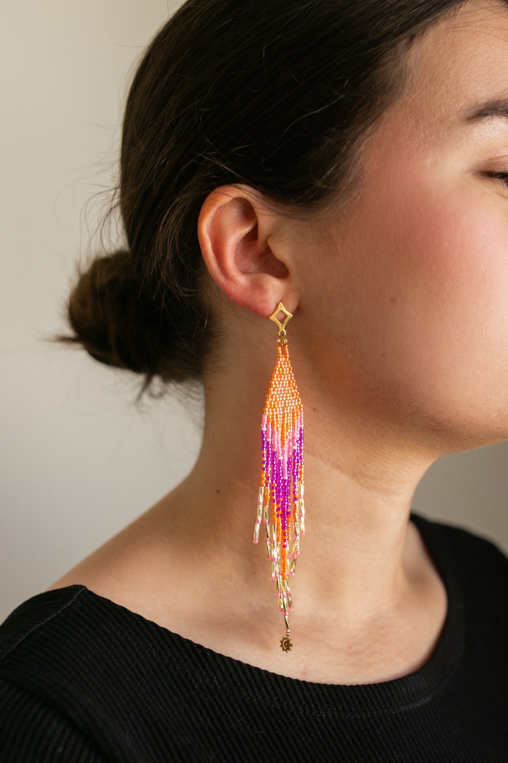 Boucles d'oreilles tissage en double brick stitch
