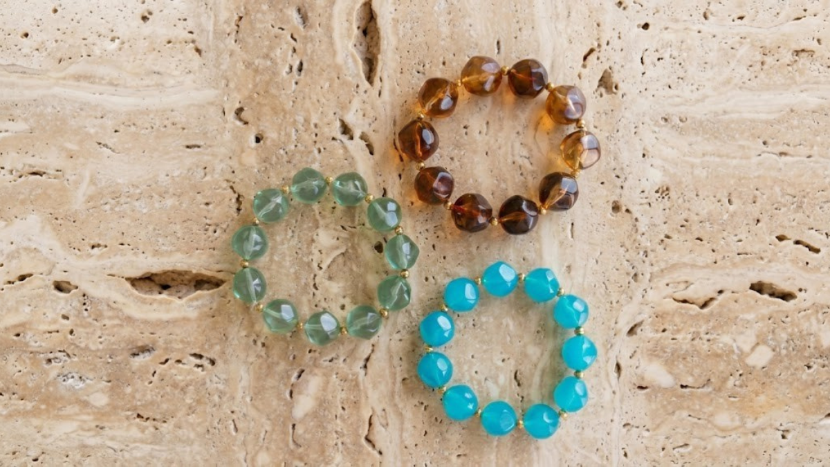 Bracelets perles rondes résine