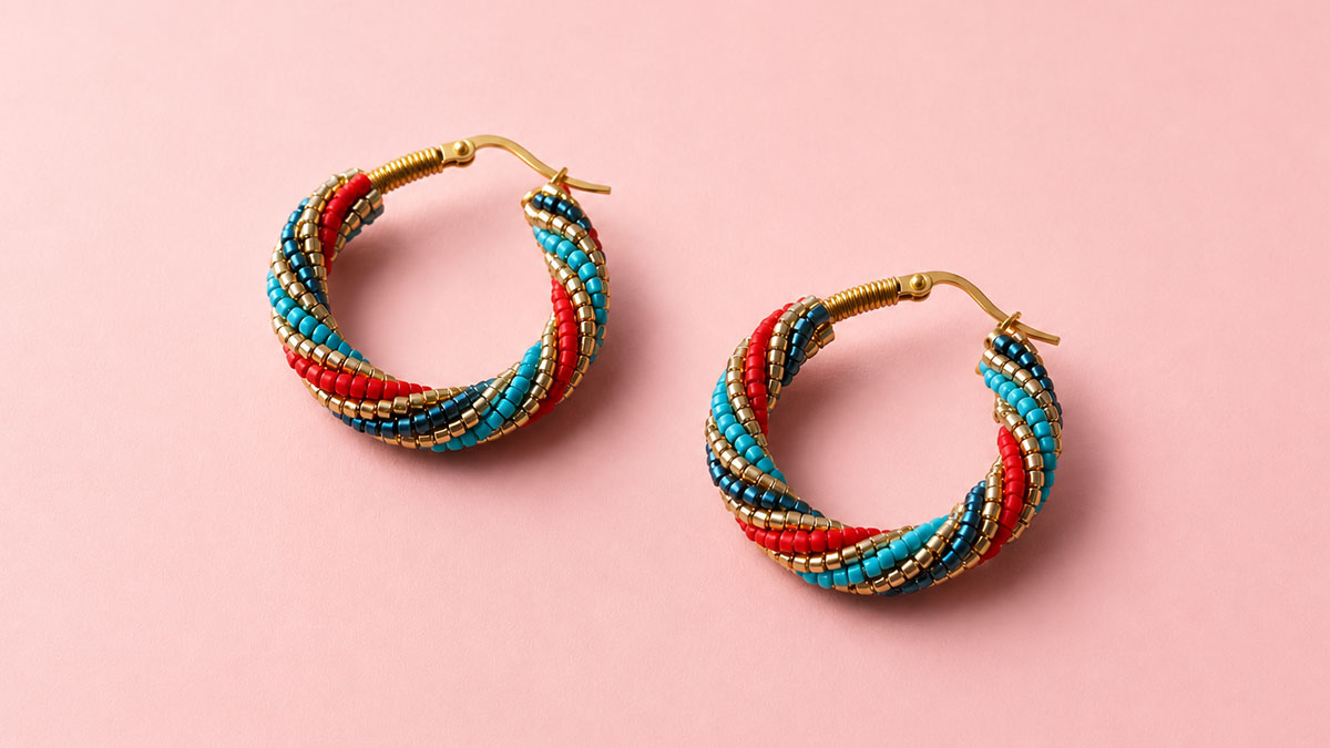 Schéma Créoles en herringbone twist en Miyuki Delica 11/0