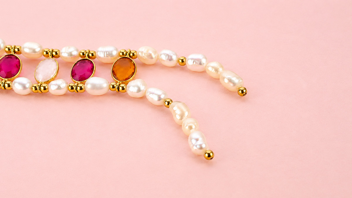 Bracelet double rang en pierres naturelles et perles d'eau douce : Etape 4