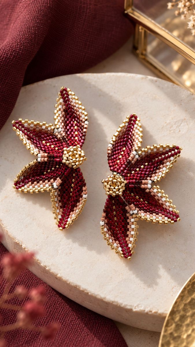 Schéma Boucles d’oreilles fleurs en tissage de perles Miyuki