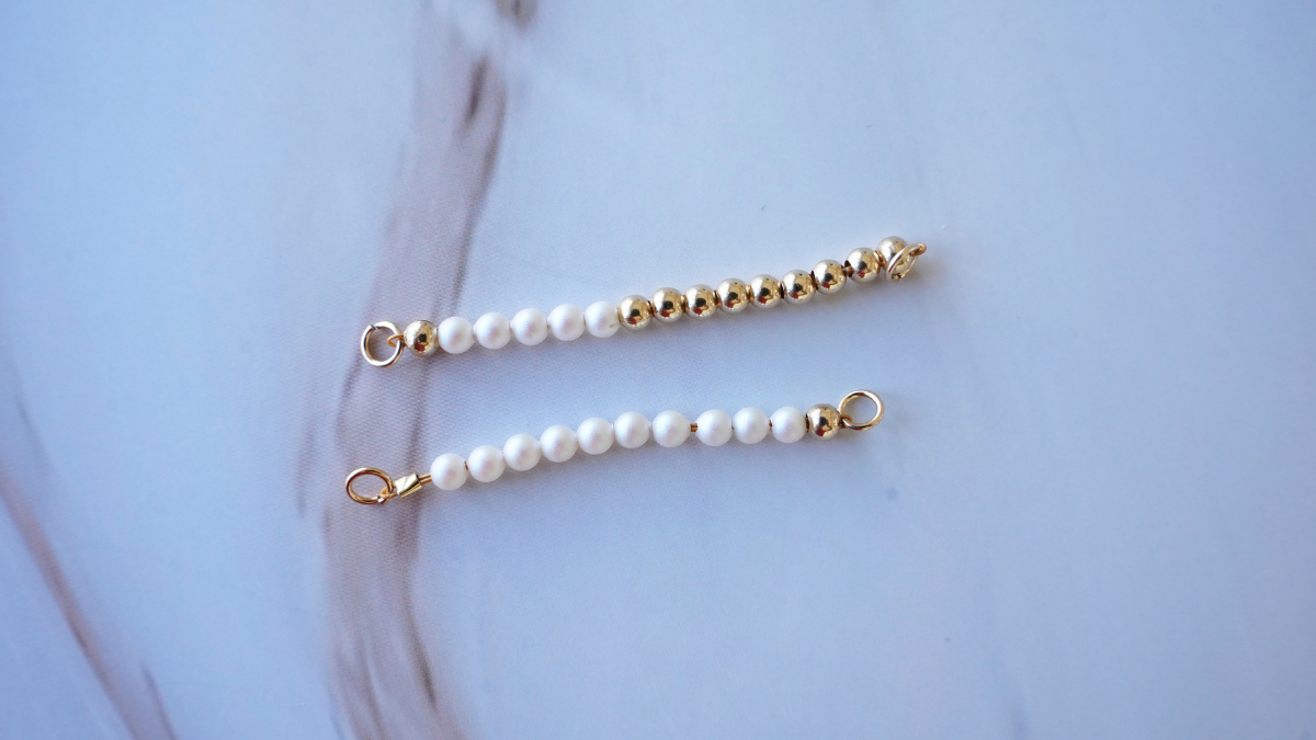 Collier en Gold Filled avec chaîne, perles nacrées et anneau cœur : Etape 5