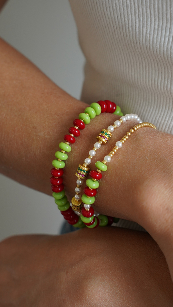 Schéma Trio de bracelets en perles Heishi et rocailles Miyuki dorées