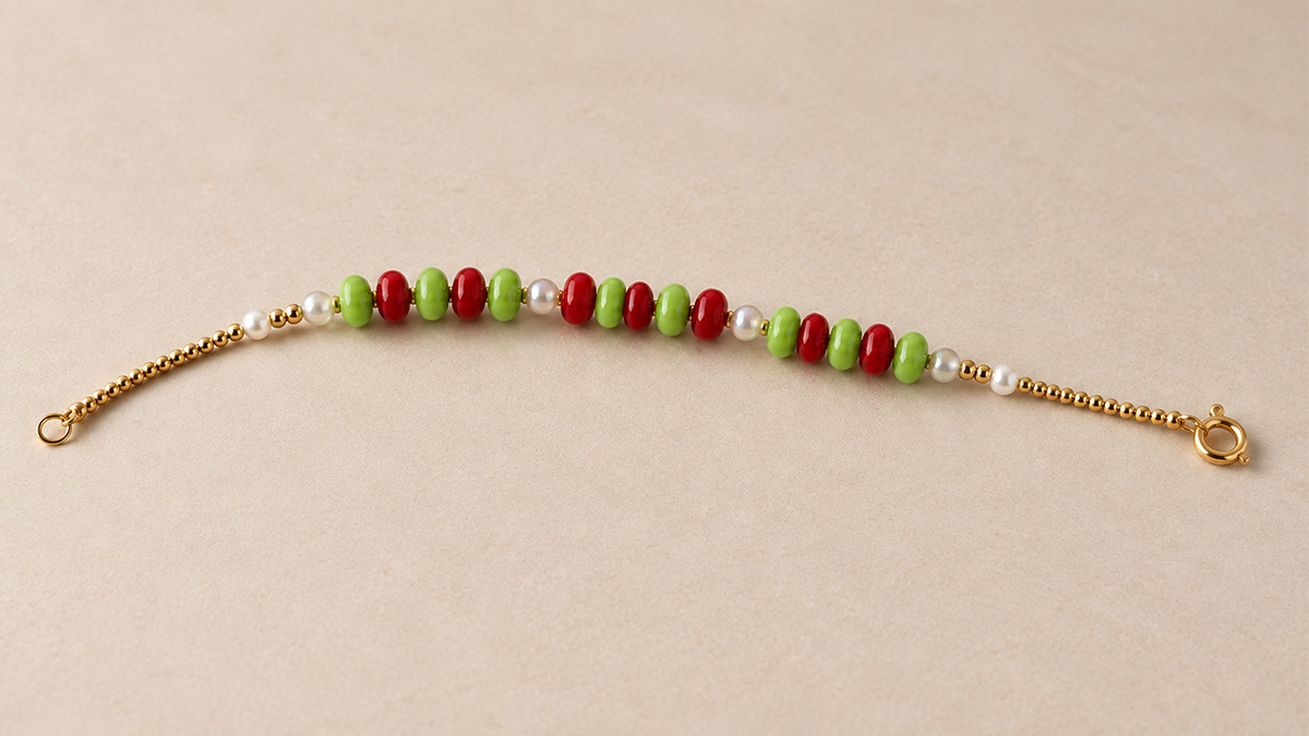 Trio de bracelets en perles Heishi et rocailles Miyuki dorées : Etape 4