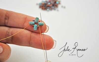 Bracelet perles en verre Groovy Tiles Rullas et Rocailles Miyuki : Etape 3 Bracelet perles en verre Groovy Tiles Rullas et Rocailles Miyuki : Etape 3