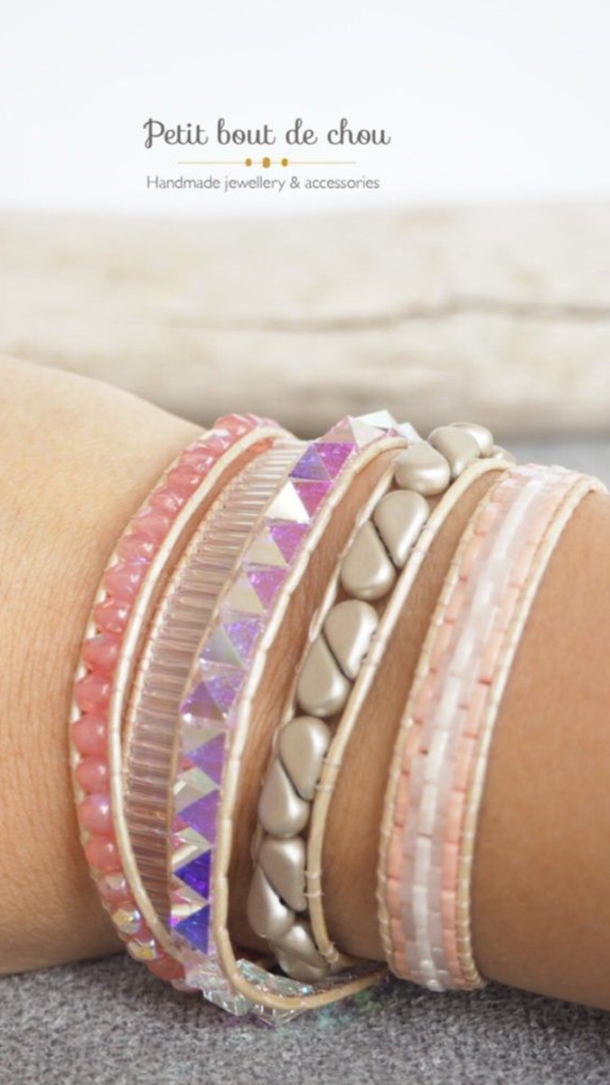 Schéma Bracelet wrap tendance avec Miyuki Quarter Tila, spike beads PureCrystal et Amos® par Puca®