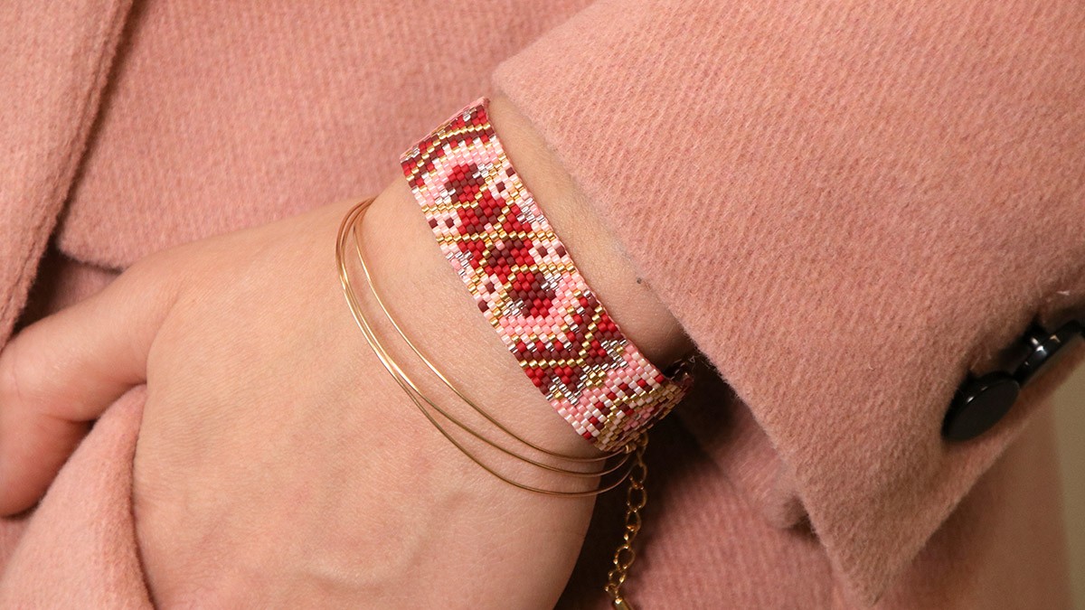 Schéma Bracelet Miyuki embouts tissage Peyote 13 rangs