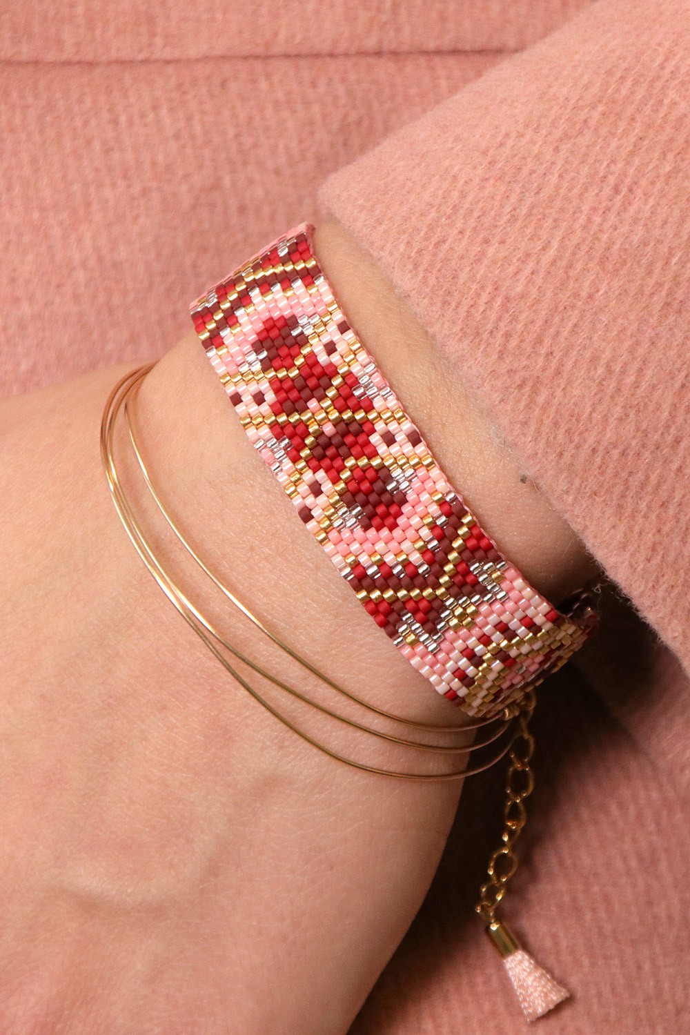 Schéma Bracelet Miyuki embouts tissage Peyote 13 rangs