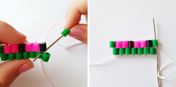 DIY tissage brickstitch en perles à repasser : Etape 6