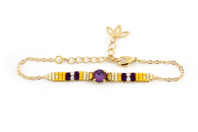 Bracelet tissage Square stitch cabochon PureCrystal DeLite : Etape 9