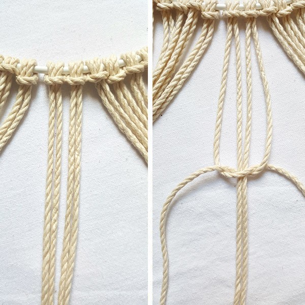 Couronne de Noël DIY en macramé : Etape 4