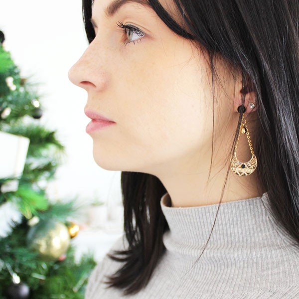 Schéma Boucles d'oreilles ethniques fantaisie en Plaqué or Schéma Boucles d'oreilles ethniques fantaisie en Plaqué or