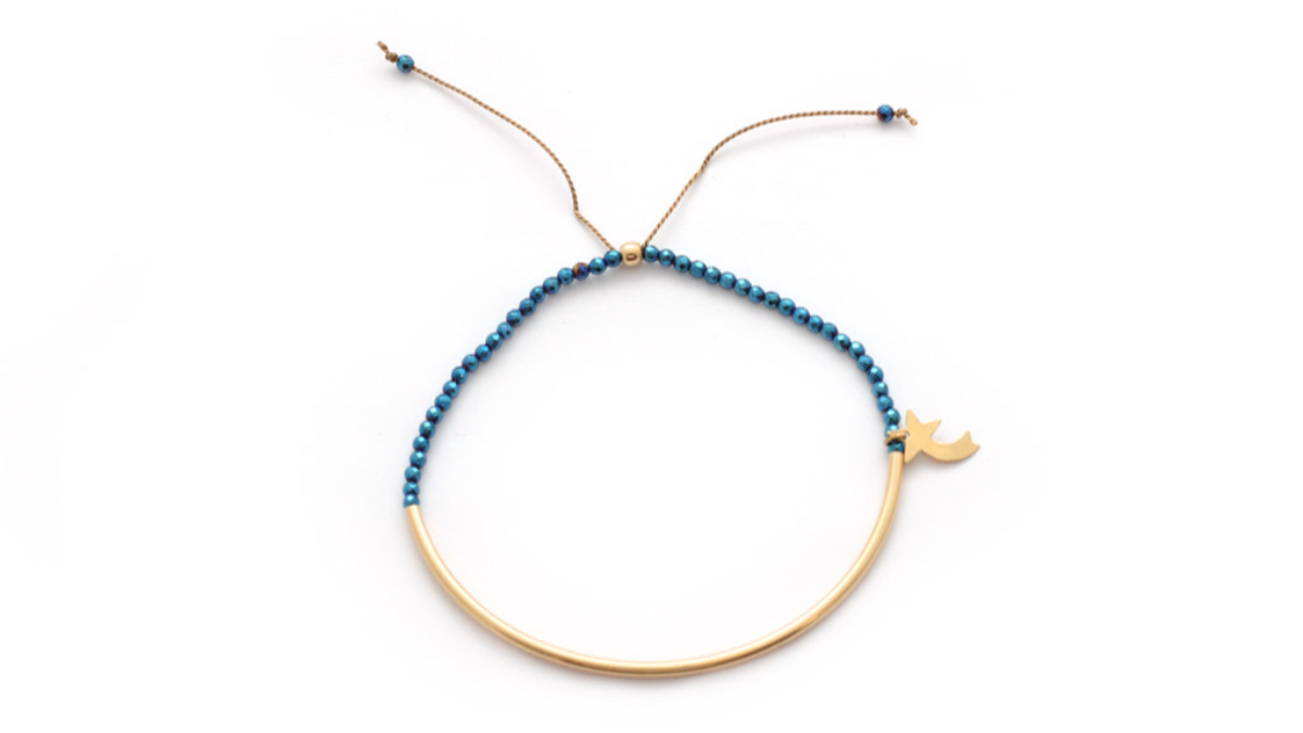 Bracelet demi jonc gold filled (or laminé) et perles bleues imitation hématite : Etape 4