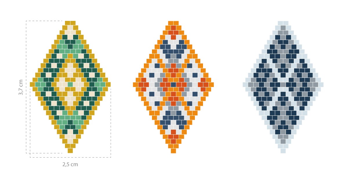 Schéma Boucles d'oreilles Brick Stitch losange en perles Miyuki débutant Schéma Boucles d'oreilles Brick Stitch losange en perles Miyuki débutant